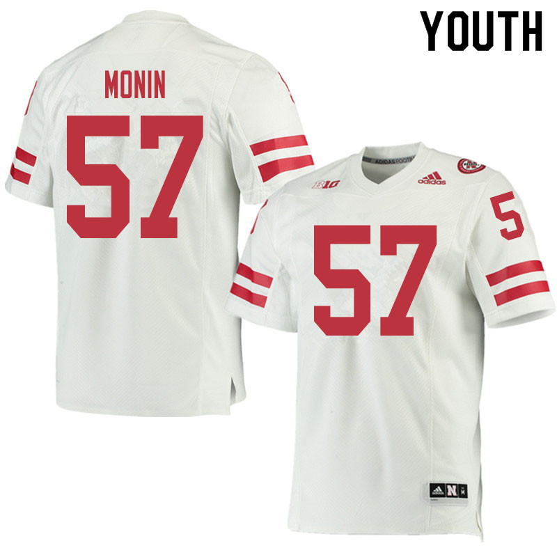 Youth #57 Drew Monin Nebraska Cornhuskers College Football Jerseys Sale-White - Click Image to Close